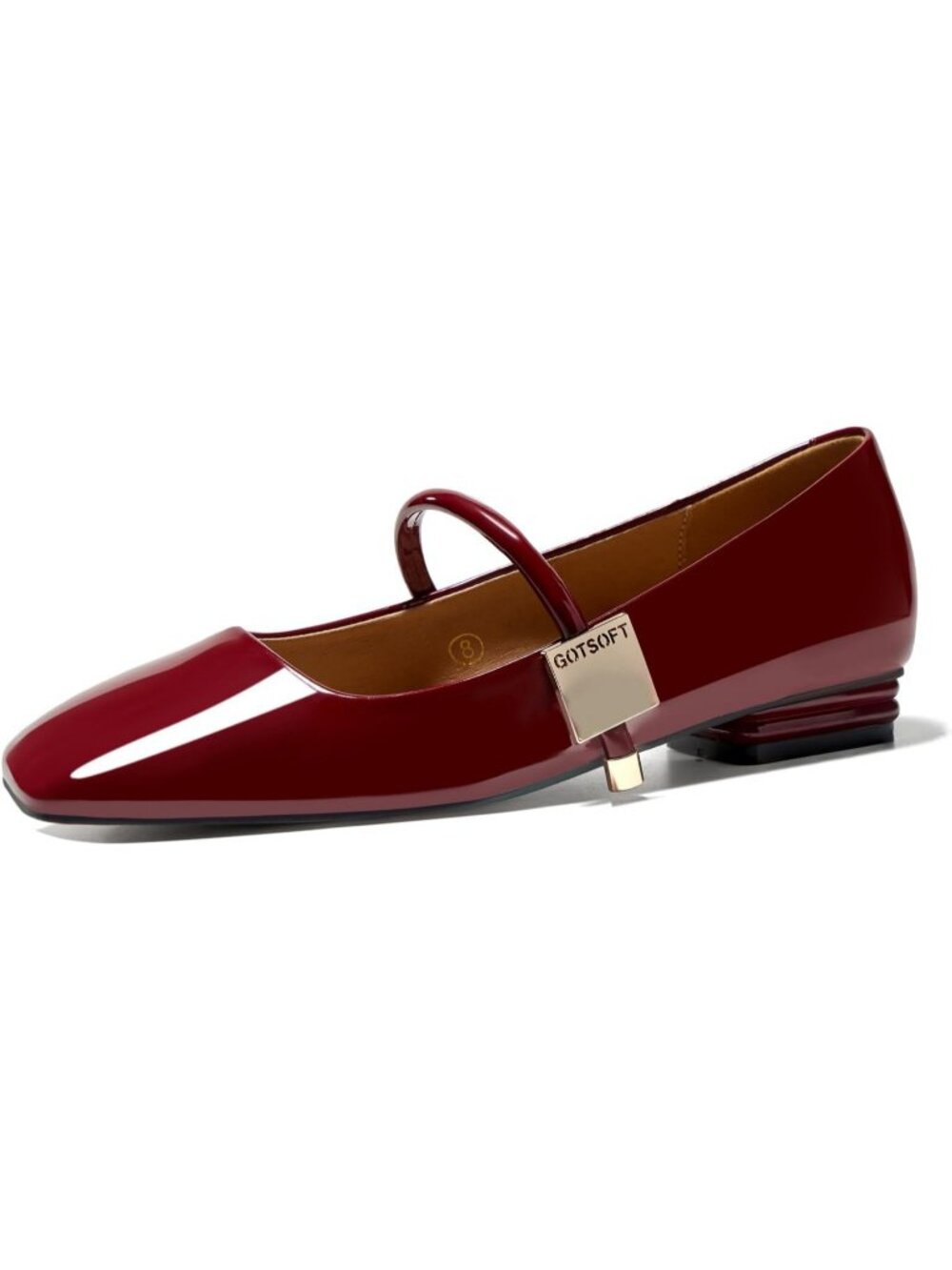 GotSoft Women's Buckle Red Rubber Faux Leather Closed Toe Slip On Classy Shoes